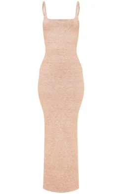 Marl Knit Strappy Maxi Dress-PrettyLittleThing New