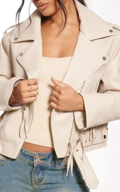 PrettyLittleThing Faux Leather Jackets*Oversized Faux Leather Quilted Biker Jacket