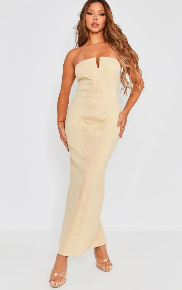 Panel Detail V Wire Bodycon Maxi Dress-PrettyLittleThing Best
