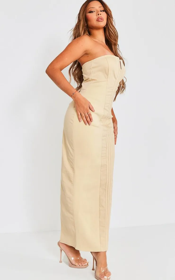 Panel Detail V Wire Bodycon Maxi Dress-PrettyLittleThing Best