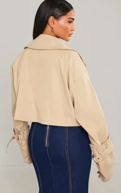 PrettyLittleThing Trench Coats*Panelling Detail Crop Trench Coat