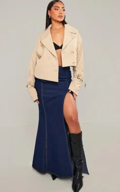 PrettyLittleThing Trench Coats*Panelling Detail Crop Trench Coat