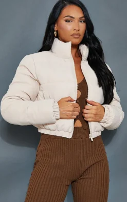 PrettyLittleThing Puffer Jackets*Peach Skin Cropped Bubble Puffer Jacket