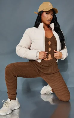 PrettyLittleThing Puffer Jackets*Peach Skin Cropped Bubble Puffer Jacket