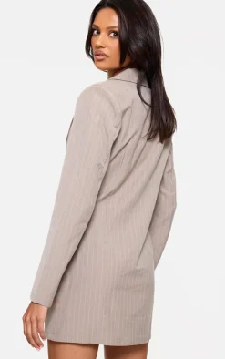 Pinstripe Plunge Blazer Dress-PrettyLittleThing Best