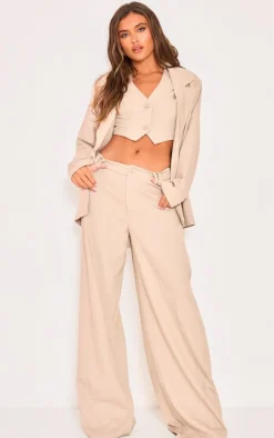 Discount PrettyLittleThing Pinstriped Woven Oversized Suit Jacket Stone