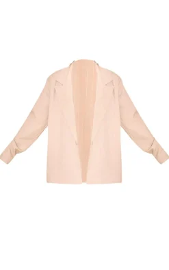 Discount PrettyLittleThing Pinstriped Woven Oversized Suit Jacket Stone