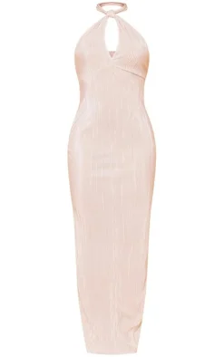 Plisse Knot Halterneck Maxi Dress-PrettyLittleThing Clearance