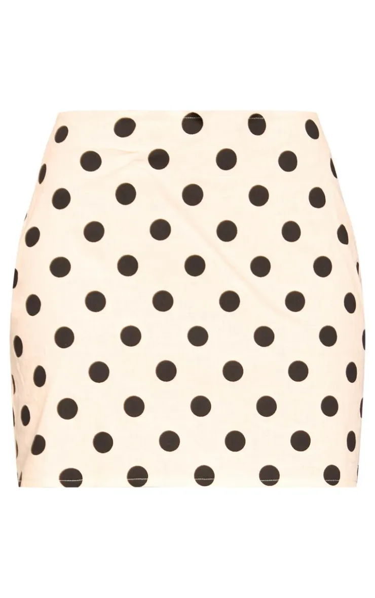Sale PrettyLittleThing Polka Dot Mini Skirt Stone