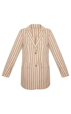 Premium Linen Tailored Pinstripe Blazer Dress-PrettyLittleThing New