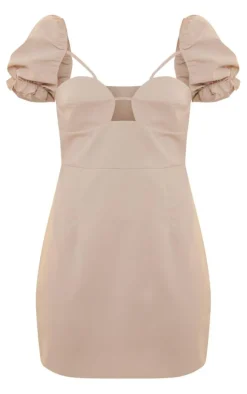 Puff Sleeve Cup Detail Cut Out Bodycon Dress-PrettyLittleThing New