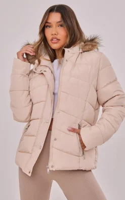 PrettyLittleThing Puffer Jackets*Quilted Mara Faux Fur Hooded Puffer Jacket