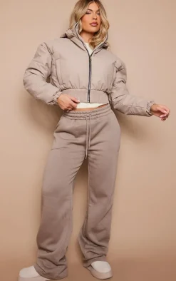 PrettyLittleThing Puffer Jackets*Ribbed Hem Detachable Hood Cropped Puffer Jacket