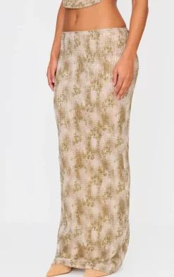Outlet PrettyLittleThing Sequin Mid Rise Maxi Skirt Stone