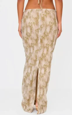 Outlet PrettyLittleThing Sequin Mid Rise Maxi Skirt Stone