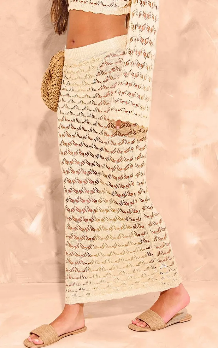 Best PrettyLittleThing Shell Knit Low Rise Maxi Skirt Stone