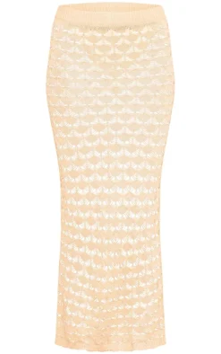 Best PrettyLittleThing Shell Knit Low Rise Maxi Skirt Stone