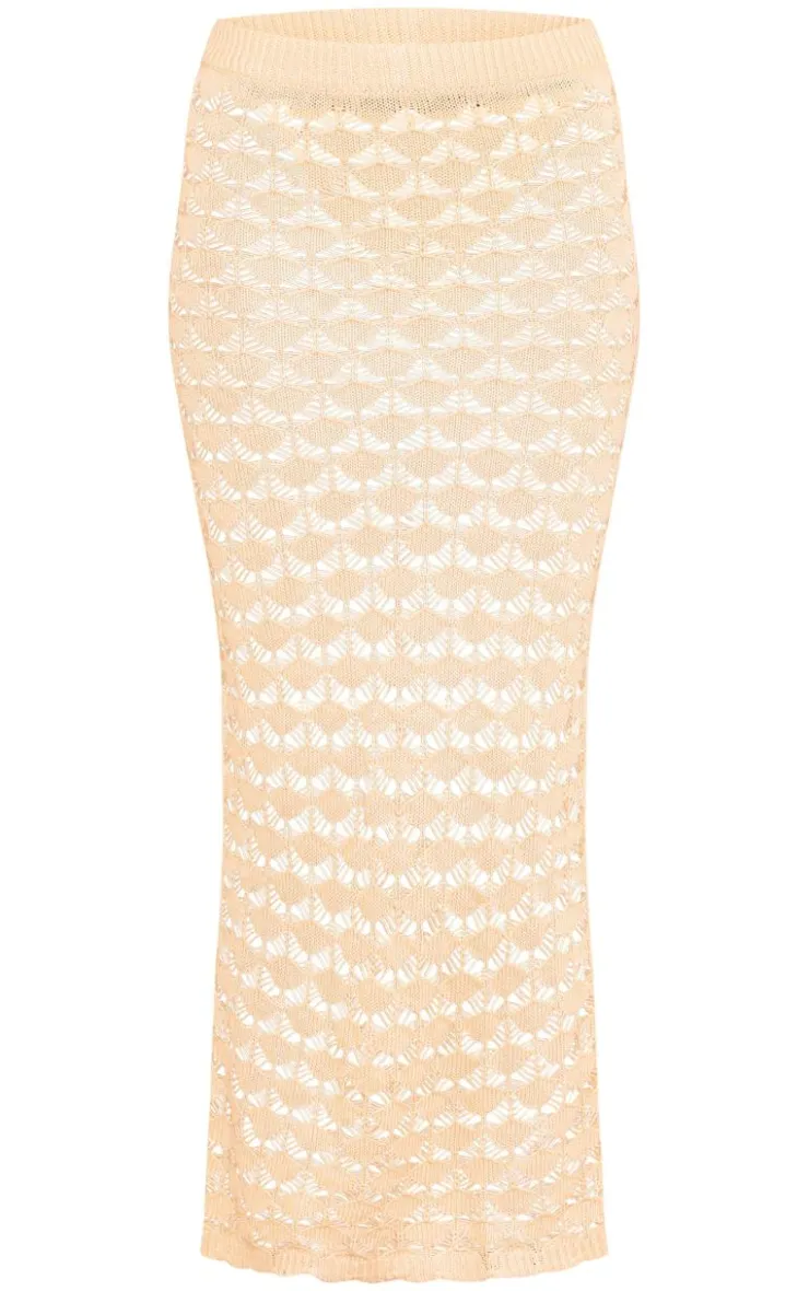 Best PrettyLittleThing Shell Knit Low Rise Maxi Skirt Stone