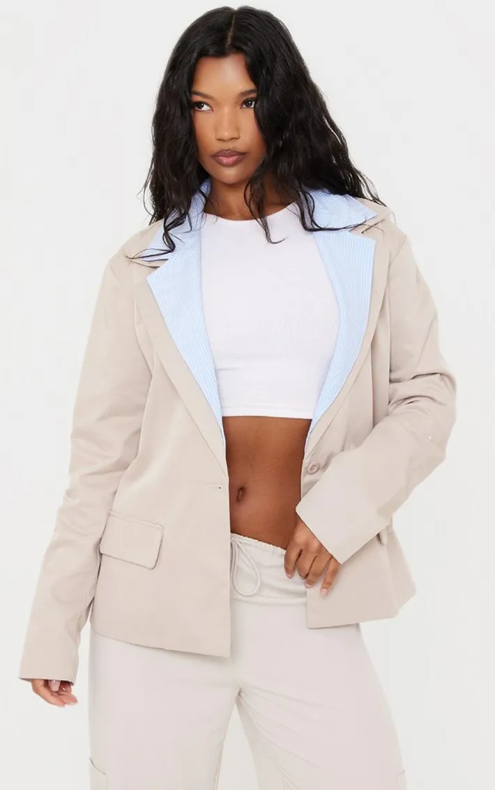 Stone Shirt Collar Detail Blazer