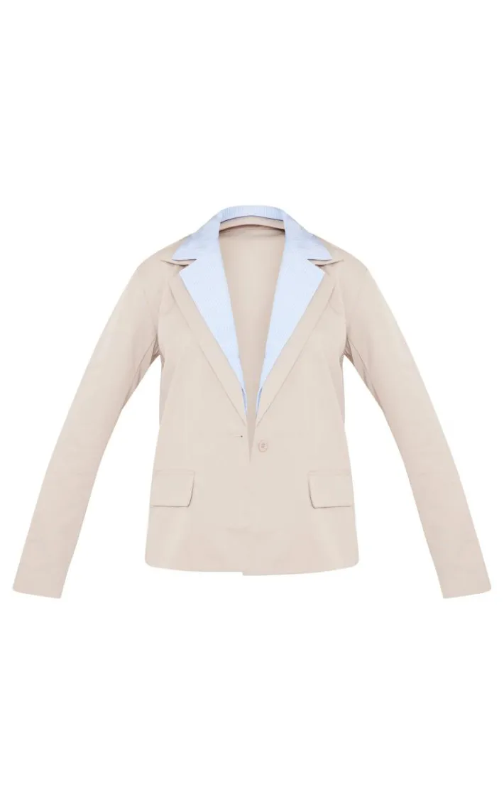 Stone Shirt Collar Detail Blazer