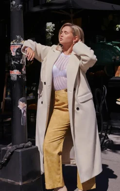 PrettyLittleThing Wool Coats*Shoulder Padded Double Breasted Brushed Faux Wool Coat