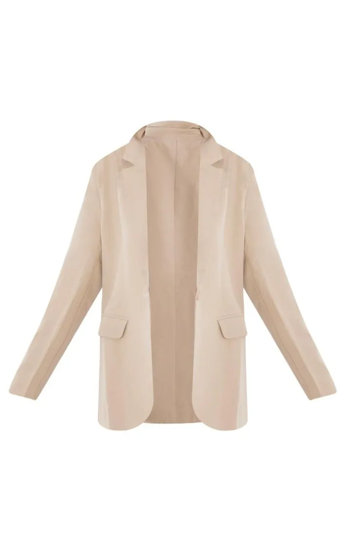 Stone Single Breasted Shoulder Padded Oversized Blazer