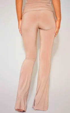 Best PrettyLittleThing Slinky Low Rise Flared Pants Stone