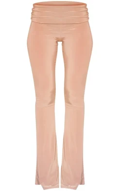 Best PrettyLittleThing Slinky Low Rise Flared Pants Stone