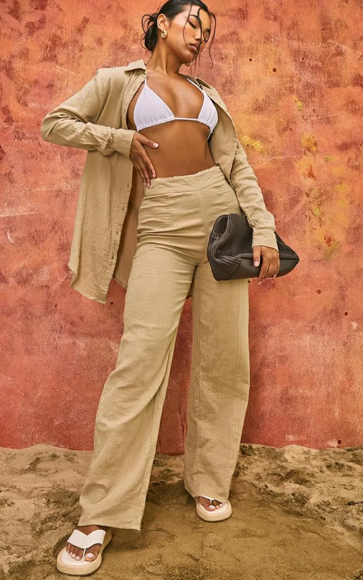 Stone Soft Crinkle Straight Leg Beach Pants