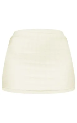 Online PrettyLittleThing Soft Knit Pattern Mini Skirt Stone