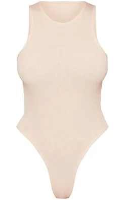 Stone Soft Ribbed Racer Bodysuit