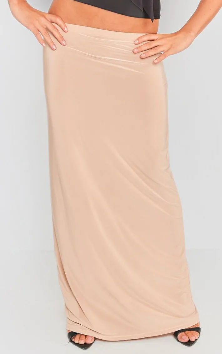 Stone Soft Touch Low Rise Drapy Maxi Skirt
