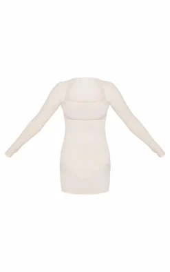 Soft Touch Square Neck Long Sleeve Bodycon Dress-PrettyLittleThing