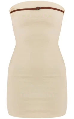 Stretch Woven Bandeau Belted Bodycon Dress-PrettyLittleThing Sale