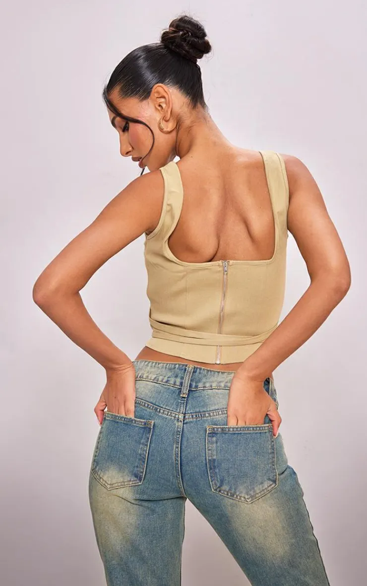 PrettyLittleThing Corsets*Stretch Woven Boned Cross Detail Corset