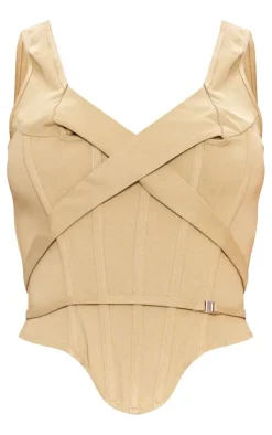 PrettyLittleThing Corsets*Stretch Woven Boned Cross Detail Corset