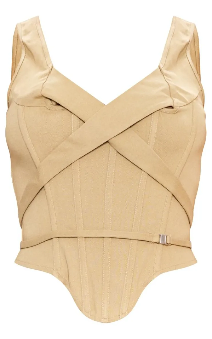 PrettyLittleThing Corsets*Stretch Woven Boned Cross Detail Corset