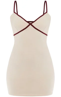 Stretch Woven Contrast Cup Binding Mini Dress-PrettyLittleThing Online