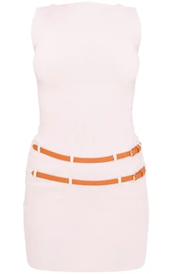 Stretch Woven Double Belted Bodycon Dress-PrettyLittleThing Hot