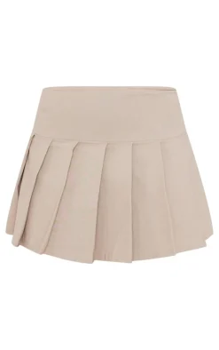 Hot PrettyLittleThing Stretch Woven Skater Skirt Stone