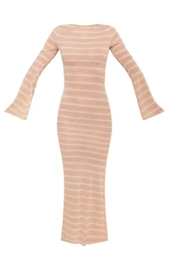 Stripe Flare Sleeve Cut Out Back Maxi Dress-PrettyLittleThing Outlet