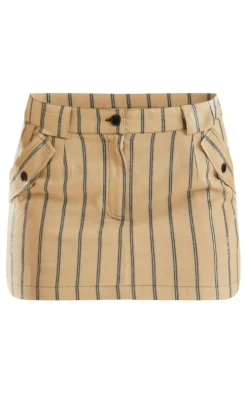 Stone Striped Cotton Micro Mini Cargo Skirt