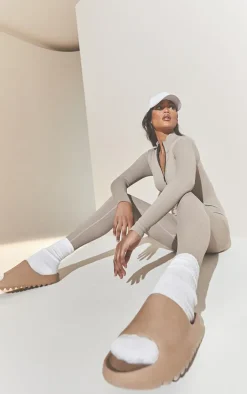 PrettyLittleThing Snatched*Structured Snatched Rib Zip Jumpsuit