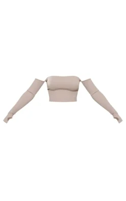 Stone Structured Snatched Rib Bardot Crop Top