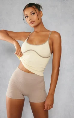 Stone Structured Snatched Rib Hot Pants