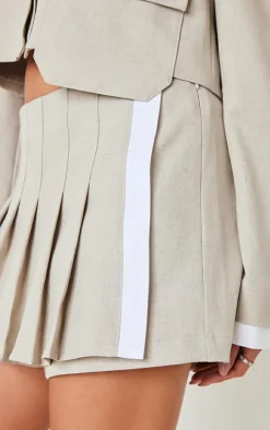 Clearance PrettyLittleThing Tailored Pleated Mini Skort Stone