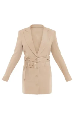 Tailored Woven Double Belted Blazer Dress-PrettyLittleThing Best