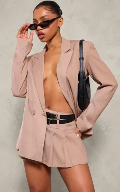 Discount PrettyLittleThing Tailored Woven Oversized Blazer Stone