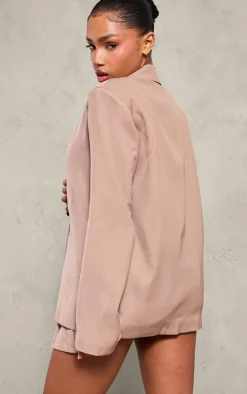 Discount PrettyLittleThing Tailored Woven Oversized Blazer Stone