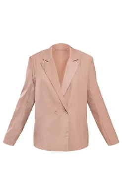 Discount PrettyLittleThing Tailored Woven Oversized Blazer Stone